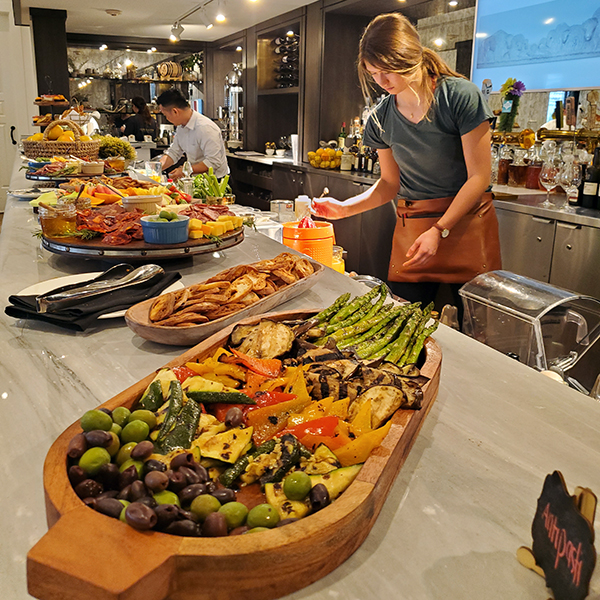 Calgary Bearspaw, Restaurant Flores and Pine brunch charcuterie meat vegetables sweets