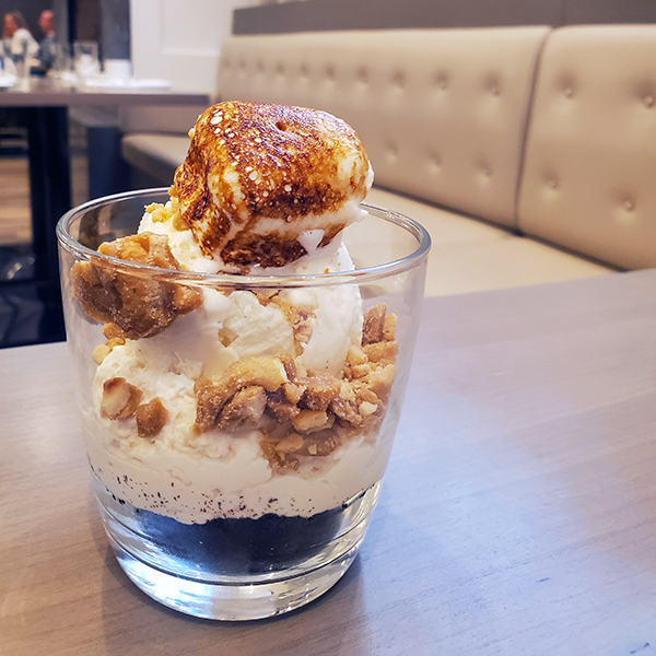 Calgary Bearspaw, Restaurant Flores and Pine dessert copetta sweet marshmallow toffee ice cream