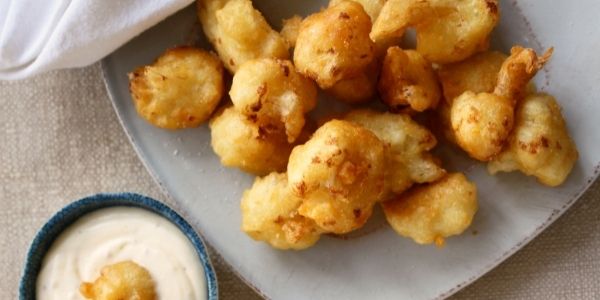 Cauliflower Fritters with Hollandaise Sauce
