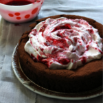 sunken chocolate cake with berry fool