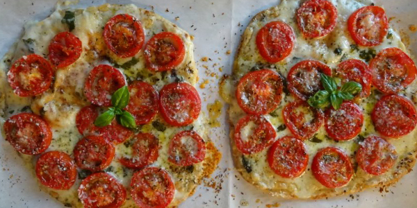 naan, bread, Caprese, tomatoes, basil, bocconcini, pizza