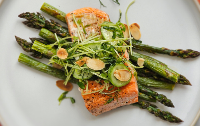 Pan-Seared Salmon with Roasted Asparagus