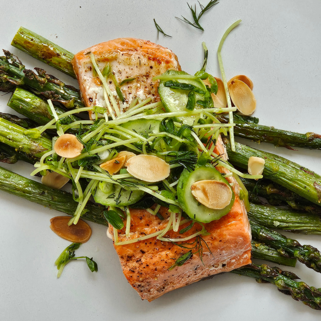 Pan-Seared Salmon with Roasted Asparagus Pan-Seared Salmon with Roasted Asparagus