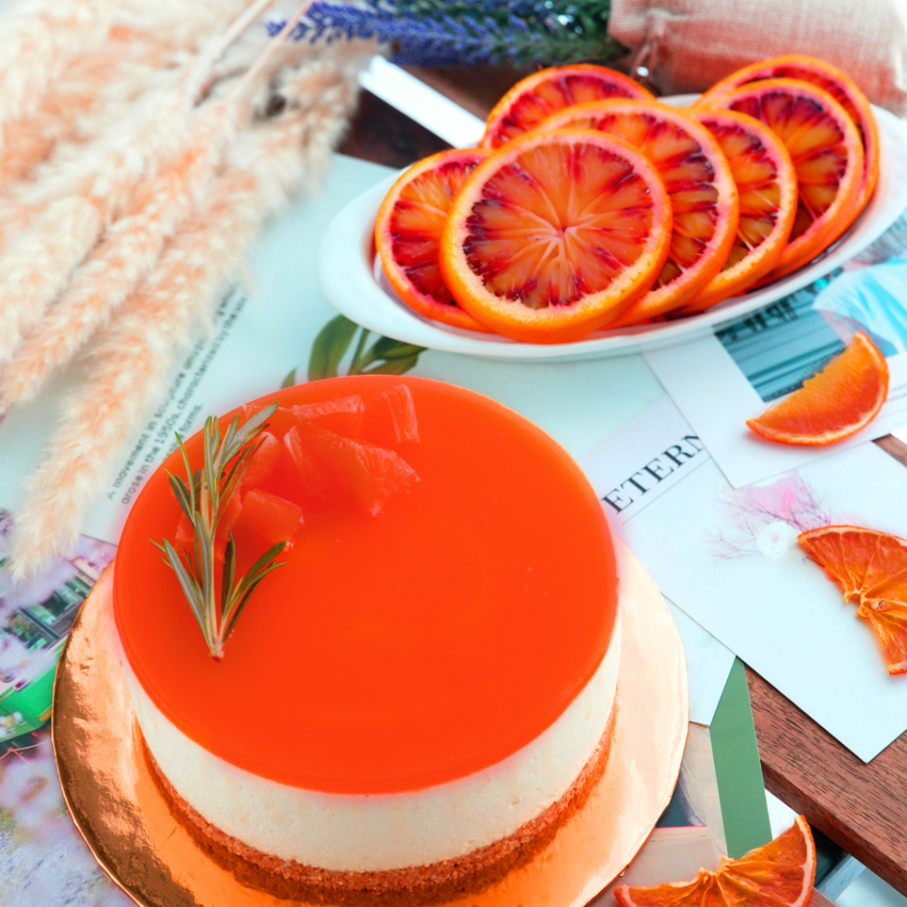 White Chocolate Cheesecake with Blood-Orange Gelée White Chocolate Cheesecake with Blood-Orange Gelée