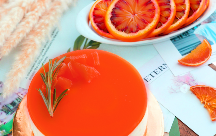 White Chocolate Cheesecake with Blood-Orange Gelée