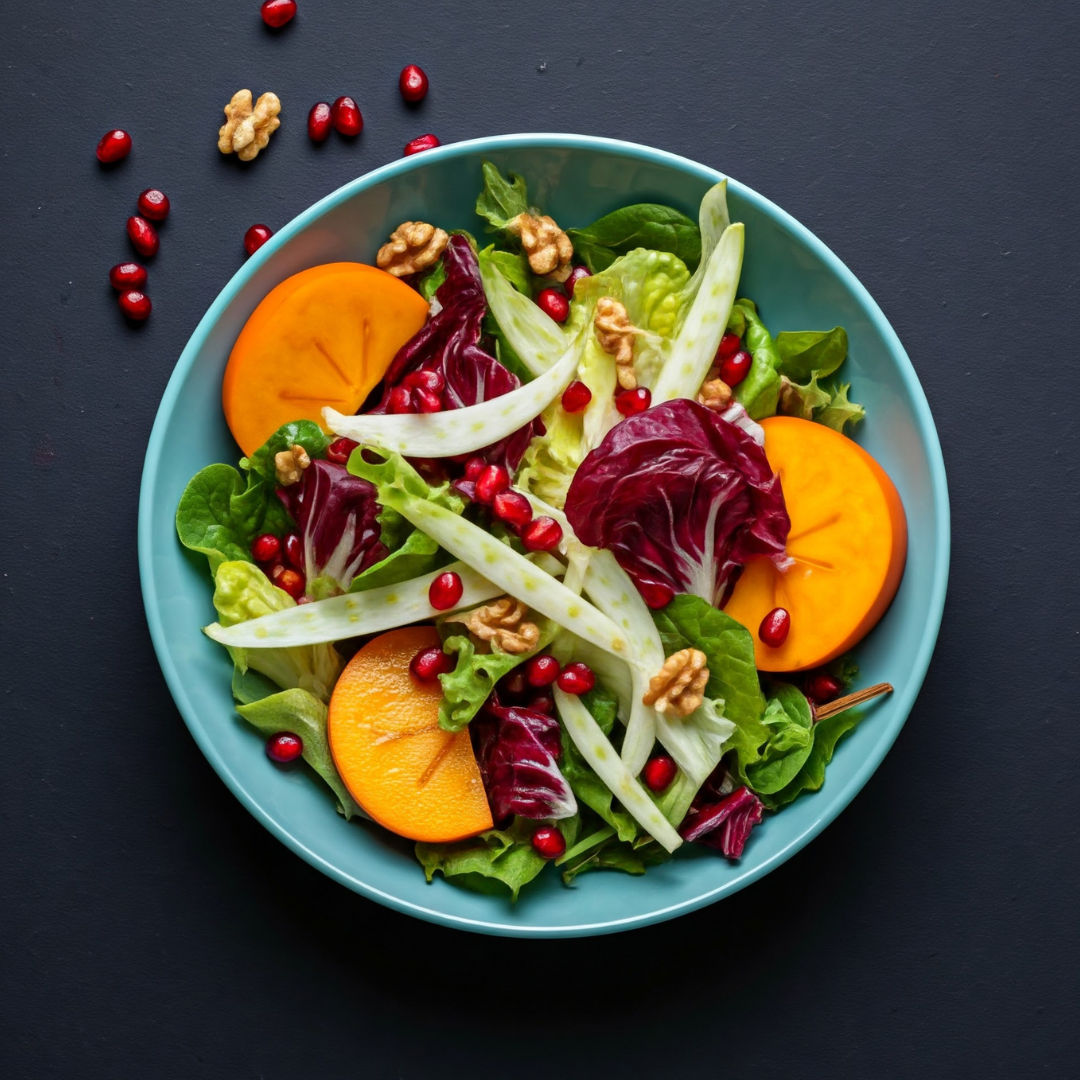 Persimmon and Fennel Salad with Pomegranate Seeds