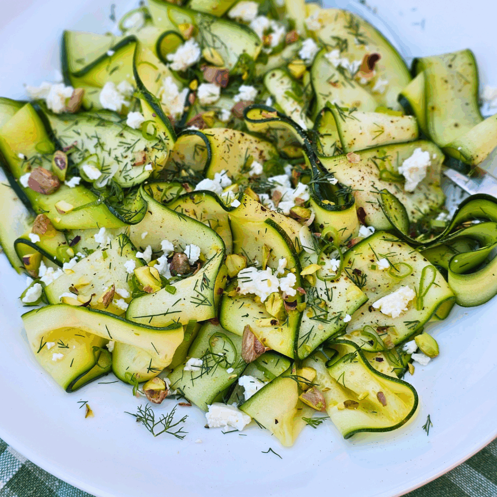Zucchini Ribbon Salad with Lemon, Dill and Pistachio