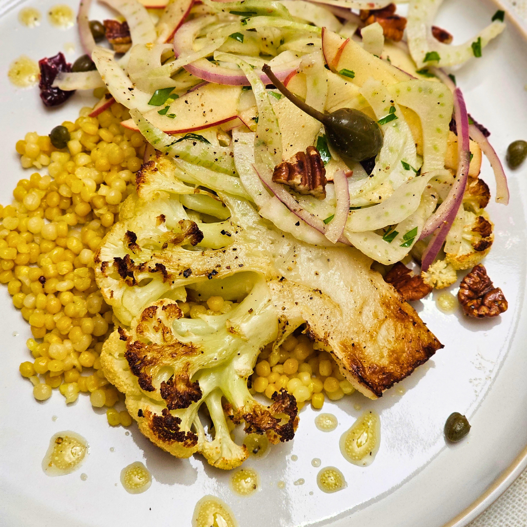 Roasted Cauliflower Steaks with Winter Slaw