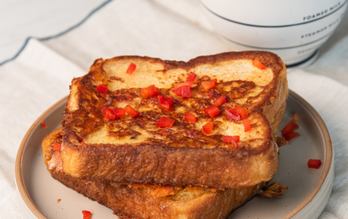 Golden Cheddar and Red Pepper Savoury French Toast