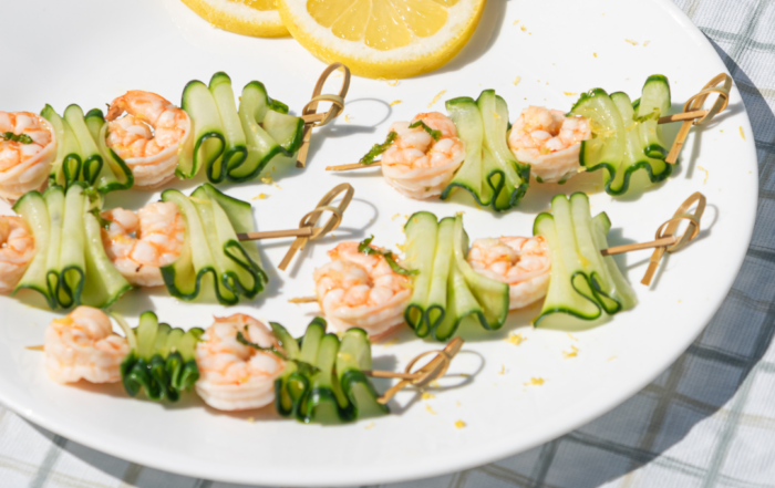 lemon and mint shrimp skewers
