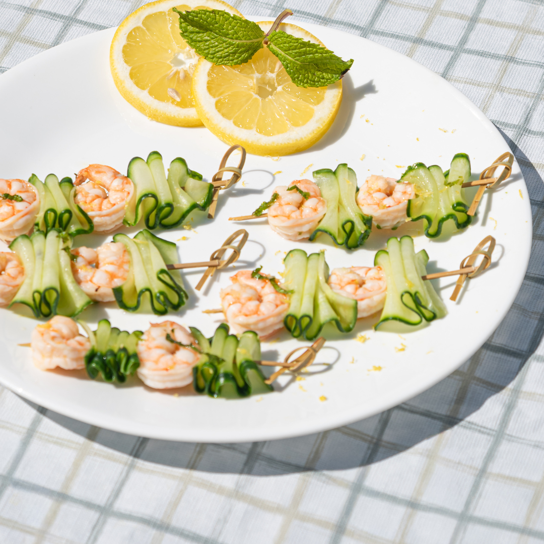 lemon and mint shrimp skewers